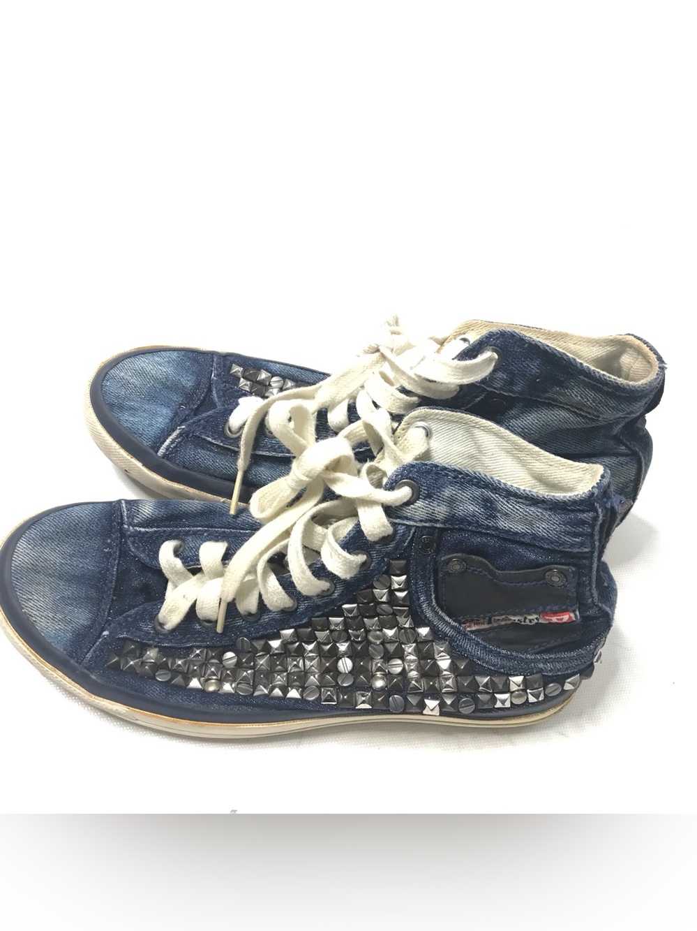 Diesel Exposure IV Women’s Size 8.5 Blue Denim Trainers High Tops Sneaker Shoe